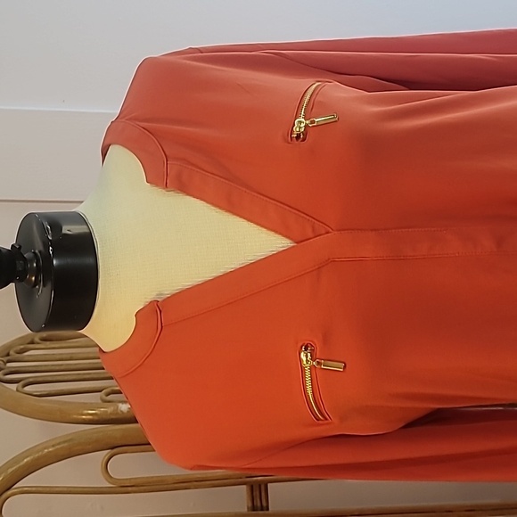 INC International Concepts orange gold zipper pockets long sleeve dress shirt - Picture 8 of 11